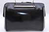 Authentic GUCCI Vintage Hand Bag Purse Enamel Black 7163E