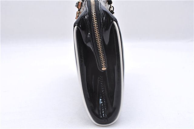 Authentic GUCCI Vintage Hand Bag Purse Enamel Black 7163E