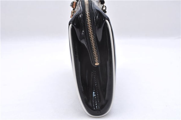 Authentic GUCCI Vintage Hand Bag Purse Enamel Black 7163E