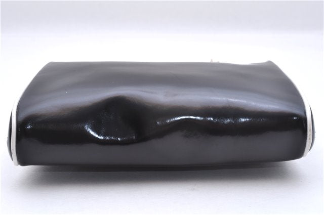 Authentic GUCCI Vintage Hand Bag Purse Enamel Black 7163E