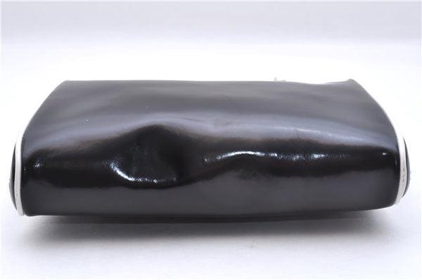 Authentic GUCCI Vintage Hand Bag Purse Enamel Black 7163E