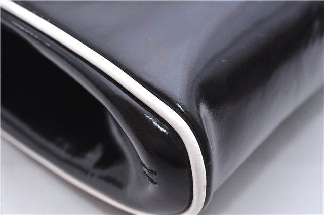 Authentic GUCCI Vintage Hand Bag Purse Enamel Black 7163E