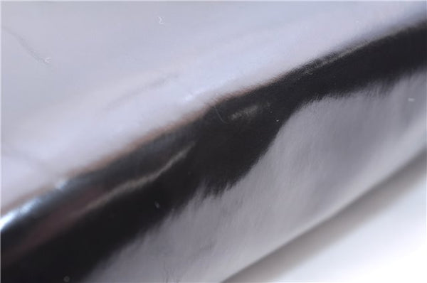 Authentic GUCCI Vintage Hand Bag Purse Enamel Black 7163E