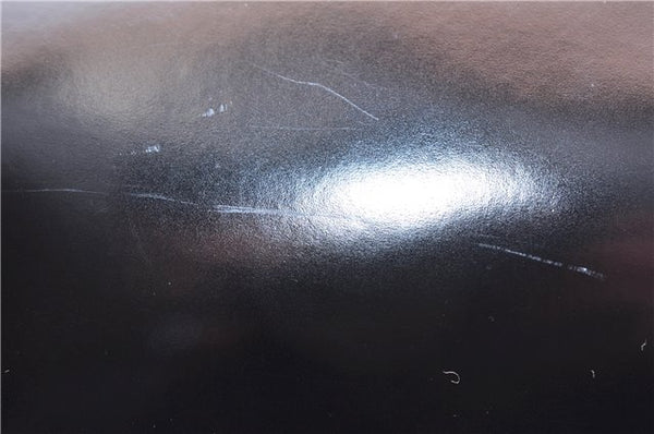 Authentic GUCCI Vintage Hand Bag Purse Enamel Black 7163E