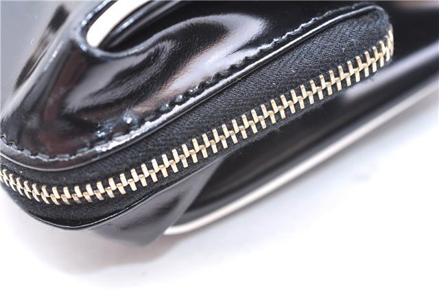 Authentic GUCCI Vintage Hand Bag Purse Enamel Black 7163E