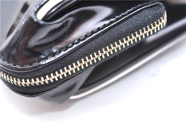 Authentic GUCCI Vintage Hand Bag Purse Enamel Black 7163E