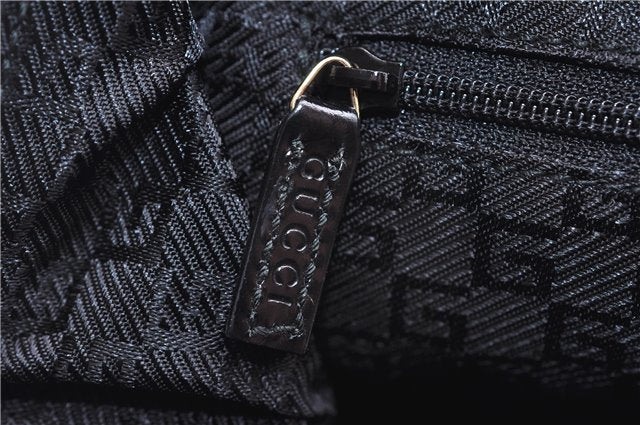 Authentic GUCCI Vintage Hand Bag Purse Enamel Black 7163E