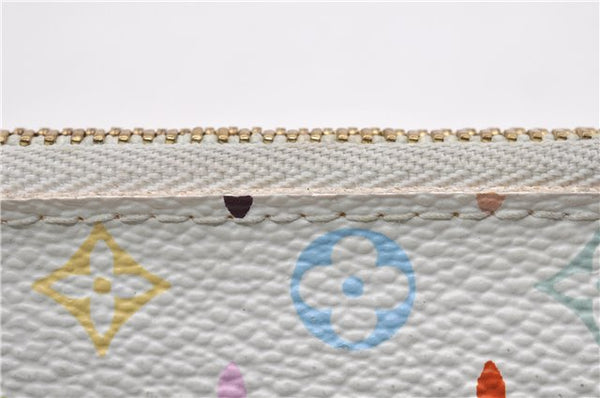 Authentic Louis Vuitton Monogram Multicolor Pochette Cles Coin Purse White 7164F