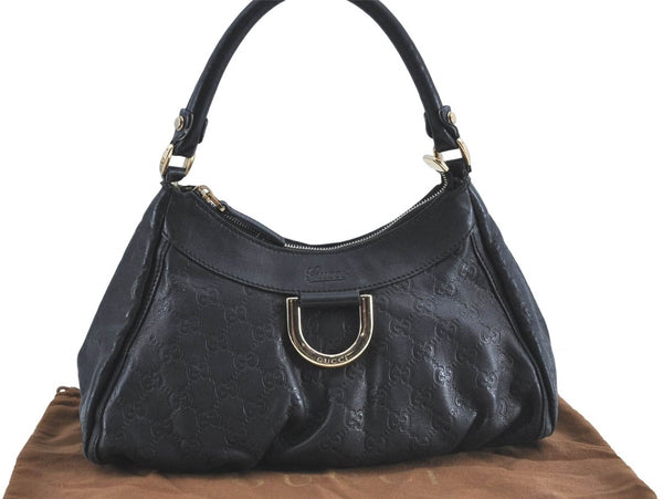 Authentic GUCCI Guccissima Abbey GG Shoulder Hand Bag Leather 190525 Black 7166B