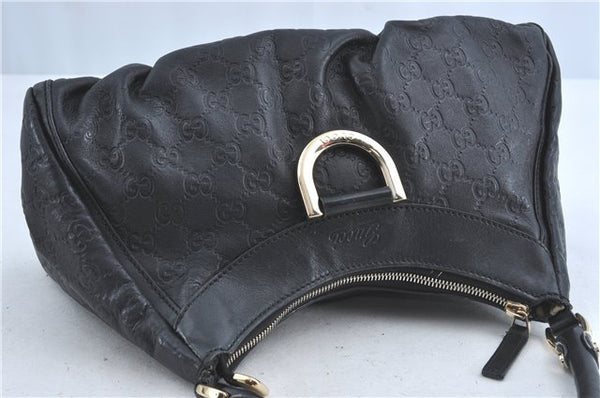 Authentic GUCCI Guccissima Abbey GG Shoulder Hand Bag Leather 190525 Black 7166B