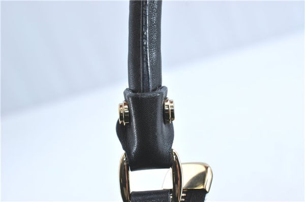 Authentic GUCCI Guccissima Abbey GG Shoulder Hand Bag Leather 190525 Black 7166B