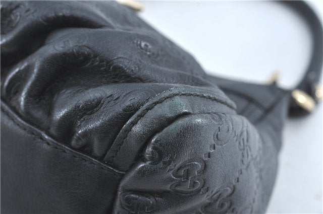 Authentic GUCCI Guccissima Abbey GG Shoulder Hand Bag Leather 190525 Black 7166B