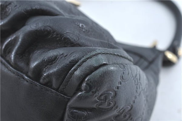 Authentic GUCCI Guccissima Abbey GG Shoulder Hand Bag Leather 190525 Black 7166B