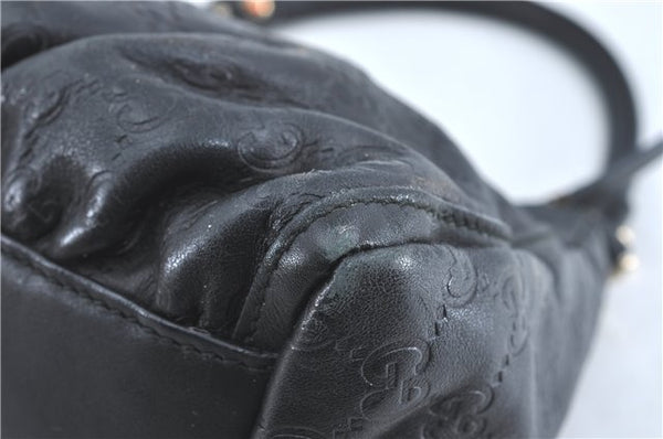 Authentic GUCCI Guccissima Abbey GG Shoulder Hand Bag Leather 190525 Black 7166B