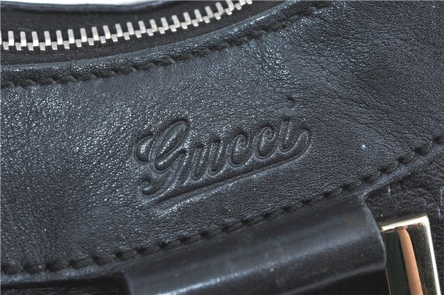 Authentic GUCCI Guccissima Abbey GG Shoulder Hand Bag Leather 190525 Black 7166B