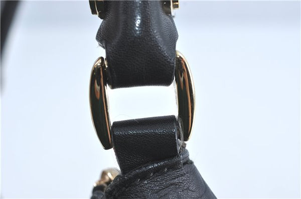 Authentic GUCCI Guccissima Abbey GG Shoulder Hand Bag Leather 190525 Black 7166B