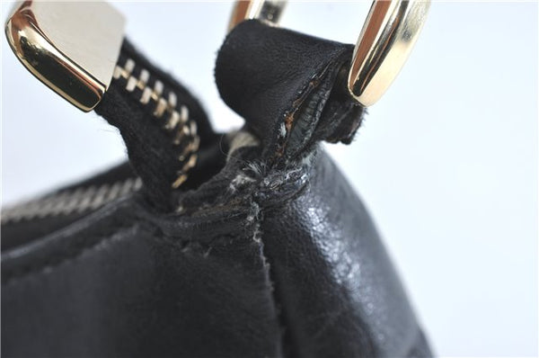 Authentic GUCCI Guccissima Abbey GG Shoulder Hand Bag Leather 190525 Black 7166B