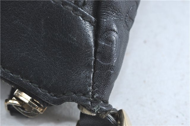 Authentic GUCCI Guccissima Abbey GG Shoulder Hand Bag Leather 190525 Black 7166B