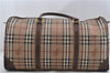 Authentic Burberrys Nova Check PVC Leather 2Way Travel Boston Bag Beige 7168E