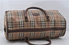 Authentic Burberrys Nova Check PVC Leather 2Way Travel Boston Bag Beige 7168E