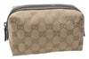 Authentic GUCCI Vintage Cosmetic Pouch Purse GG Canvas Leather Beige  7169D