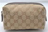 Authentic GUCCI Vintage Cosmetic Pouch Purse GG Canvas Leather Beige  7169D