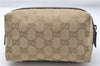 Authentic GUCCI Vintage Cosmetic Pouch Purse GG Canvas Leather Beige  7169D