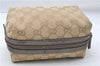 Authentic GUCCI Vintage Cosmetic Pouch Purse GG Canvas Leather Beige  7169D