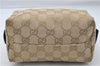 Authentic GUCCI Vintage Cosmetic Pouch Purse GG Canvas Leather Beige  7169D