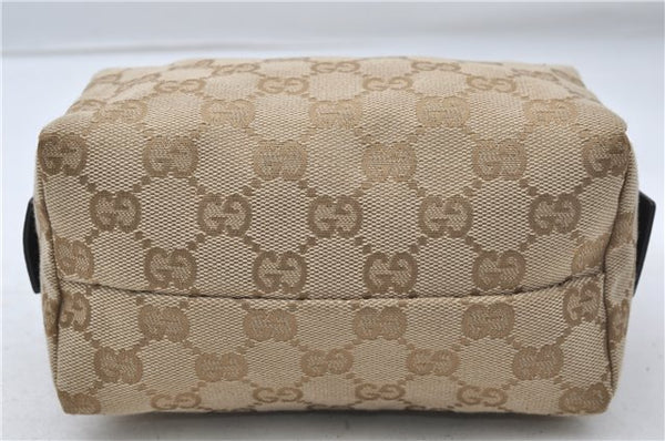 Authentic GUCCI Vintage Cosmetic Pouch Purse GG Canvas Leather Beige  7169D