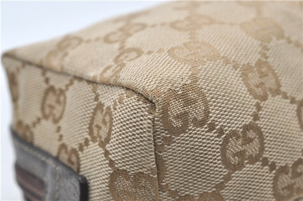 Authentic GUCCI Vintage Cosmetic Pouch Purse GG Canvas Leather Beige  7169D