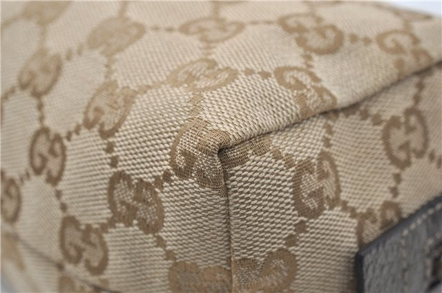 Authentic GUCCI Vintage Cosmetic Pouch Purse GG Canvas Leather Beige  7169D