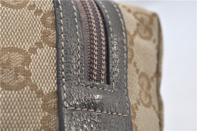 Authentic GUCCI Vintage Cosmetic Pouch Purse GG Canvas Leather Beige  7169D