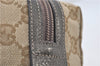 Authentic GUCCI Vintage Cosmetic Pouch Purse GG Canvas Leather Beige  7169D