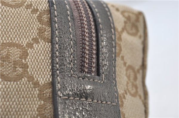 Authentic GUCCI Vintage Cosmetic Pouch Purse GG Canvas Leather Beige  7169D