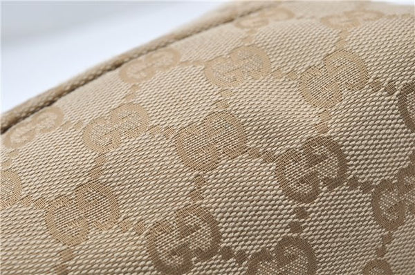 Authentic GUCCI Vintage Cosmetic Pouch Purse GG Canvas Leather Beige  7169D