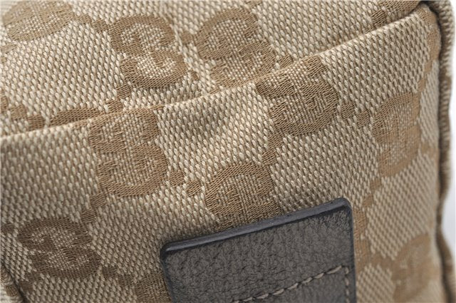 Authentic GUCCI Vintage Cosmetic Pouch Purse GG Canvas Leather Beige  7169D
