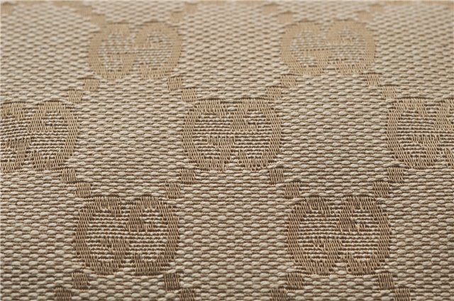 Authentic GUCCI Vintage Cosmetic Pouch Purse GG Canvas Leather Beige  7169D