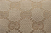 Authentic GUCCI Vintage Cosmetic Pouch Purse GG Canvas Leather Beige  7169D
