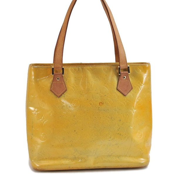 Authentic LOUIS VUITTON Vernis Houston Shoulder Hand Bag Yellow M91053 LV 7170C