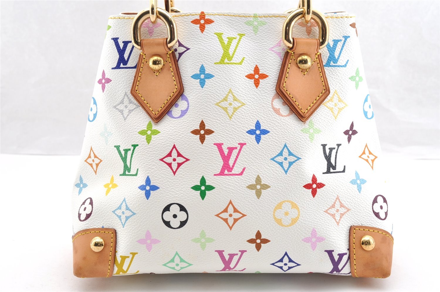 Auth Louis Vuitton Monogram Multicolor Audra Tote Hand Bag White M40047 LV 7170I
