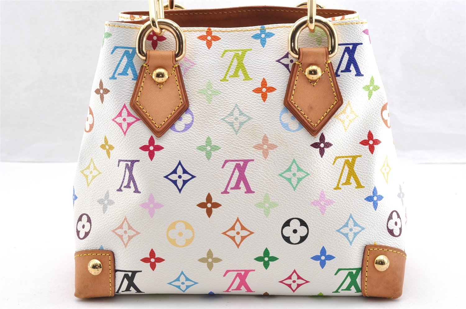 Auth Louis Vuitton Monogram Multicolor Audra Tote Hand Bag White M40047 LV 7170I