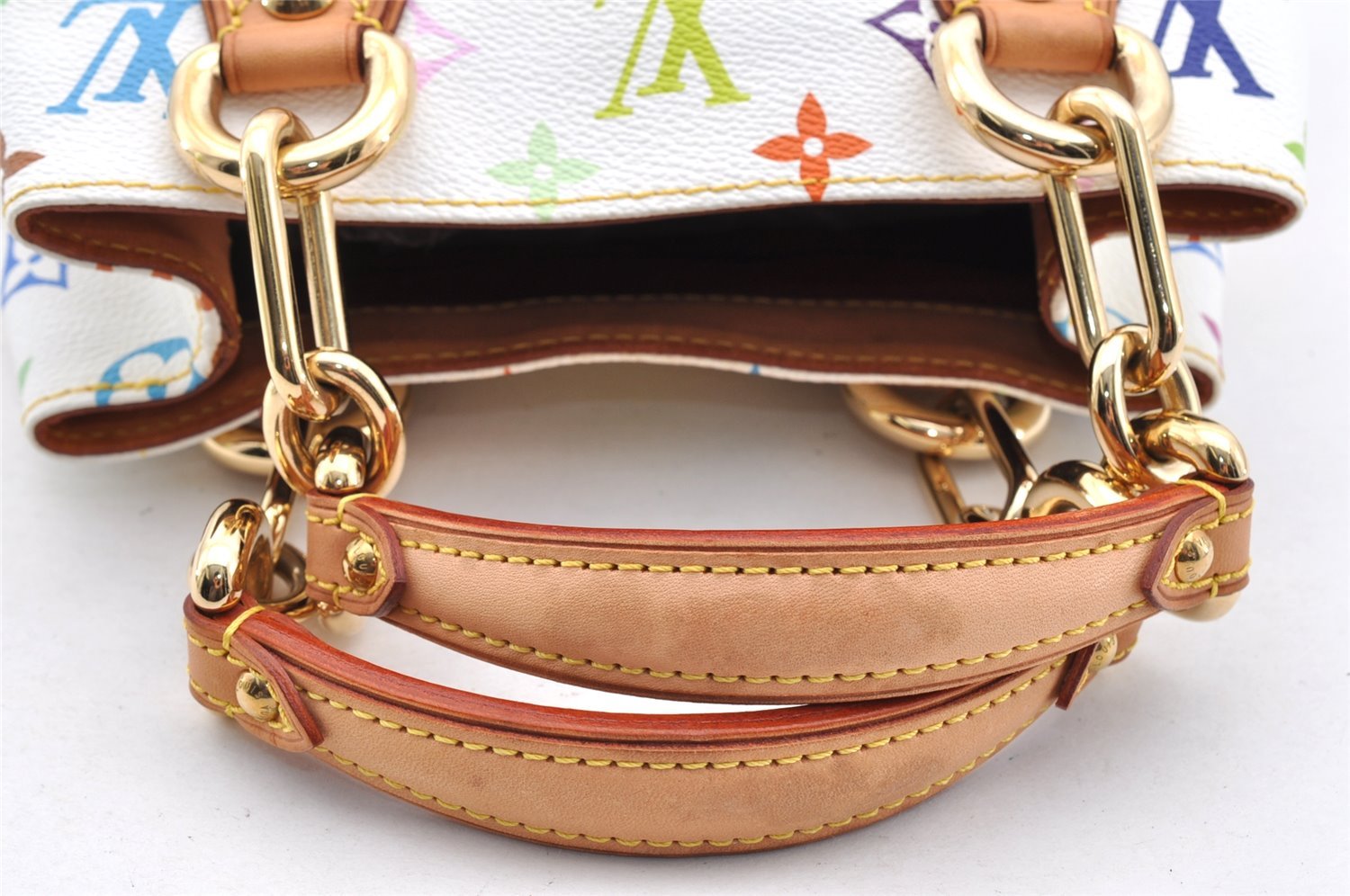 Auth Louis Vuitton Monogram Multicolor Audra Tote Hand Bag White M40047 LV 7170I