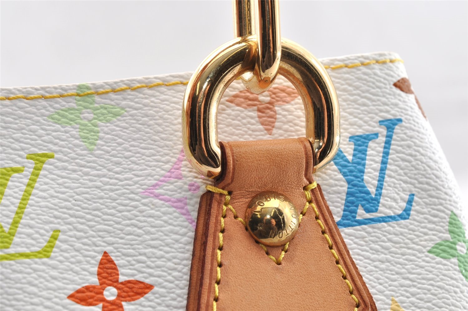 Auth Louis Vuitton Monogram Multicolor Audra Tote Hand Bag White M40047 LV 7170I