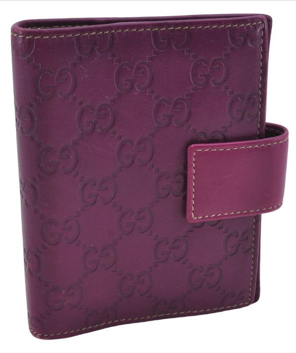 Authentic GUCCI Guccissima Agenda Notebook Cover GG Leather 115240 Purple 7171E