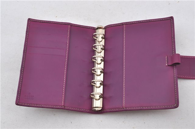 Authentic GUCCI Guccissima Agenda Notebook Cover GG Leather 115240 Purple 7171E