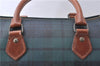 Authentic POLO Ralph Lauren Check PVC Leather 2Way Hand Boston Bag Green 7174D