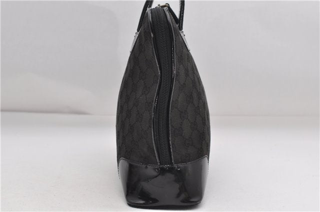 Authentic GUCCI Vintage Shoulder Hand Bag GG Canvas Enamel 0021122 Black 7177D