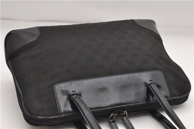 Authentic GUCCI Vintage Shoulder Hand Bag GG Canvas Enamel 0021122 Black 7177D
