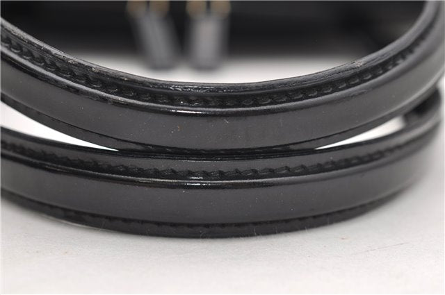 Authentic GUCCI Vintage Shoulder Hand Bag GG Canvas Enamel 0021122 Black 7177D